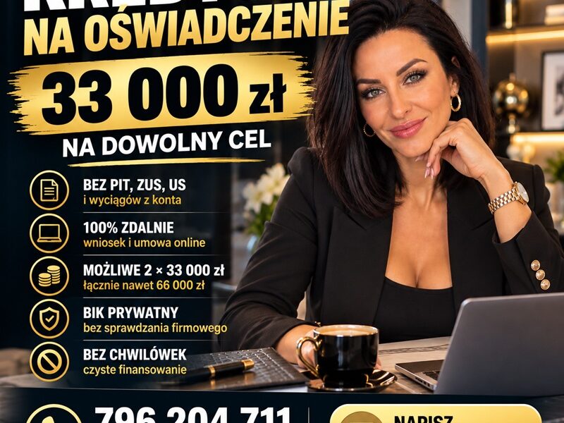 KREDYT DLA JDG I OSÓB FIZYCZNYCH – BEZ DOKUMENTOWANIA DOCHODU